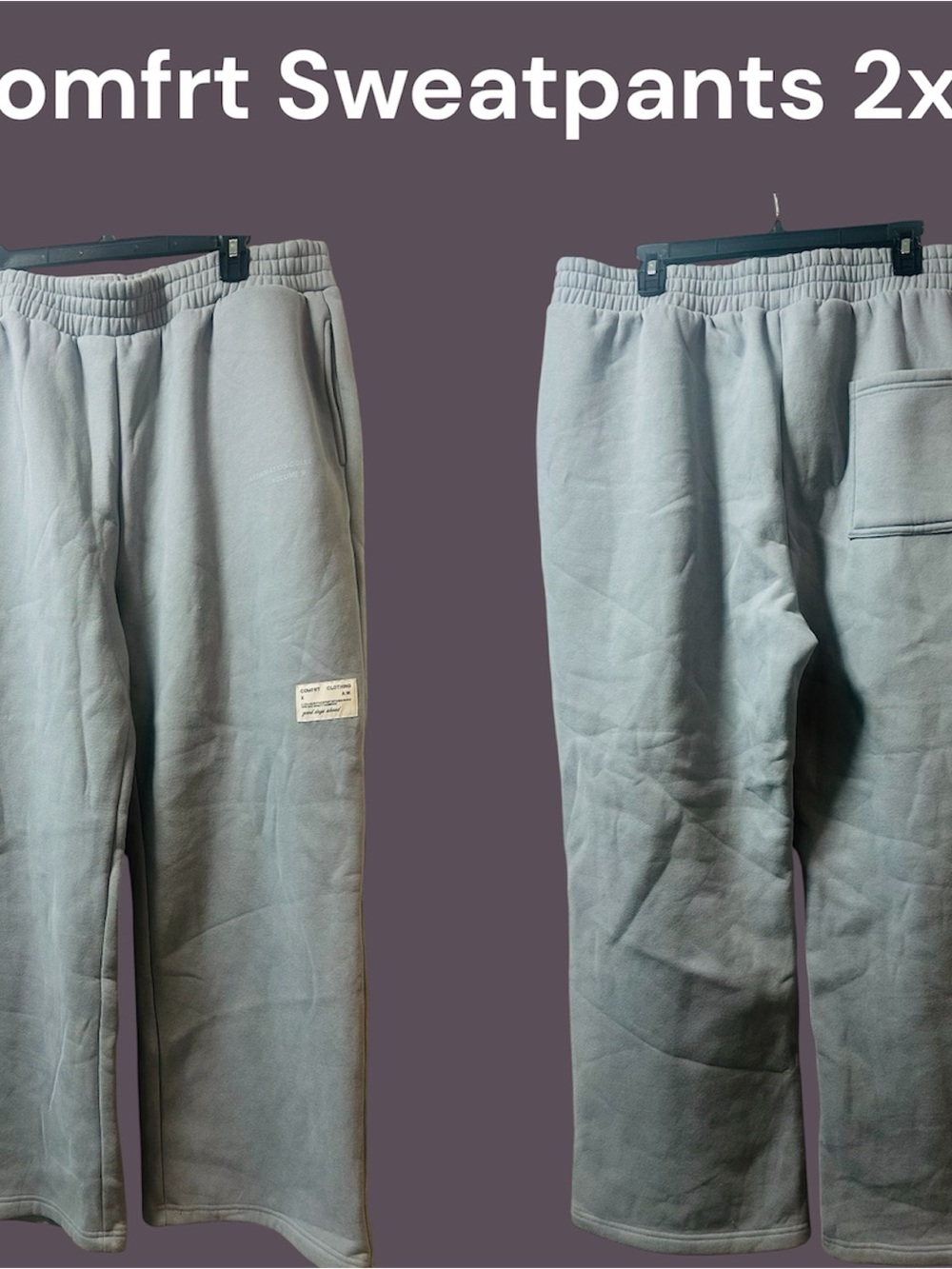 Slate Color Relaxed Straight Leg Sweatpants  Affirmation Collection 2xl